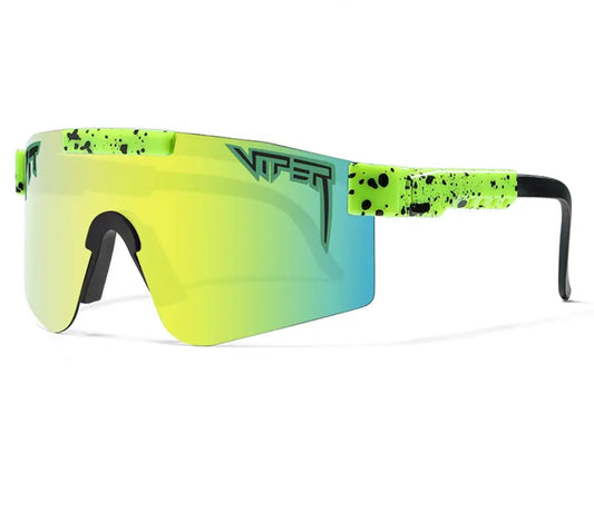 Black/lime green design pit vipers with lime cool visors