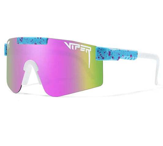 White/blue/pink design pit vipers with pink lemonade visors