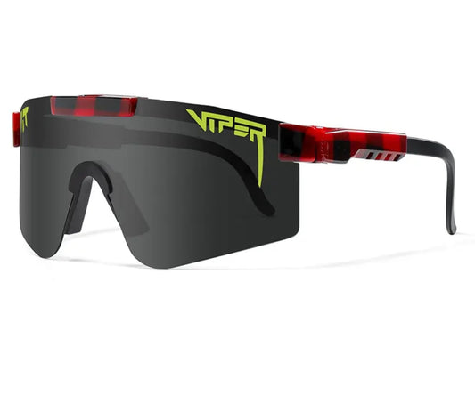 Black/red/flannel design pit vipers black with yellow visors