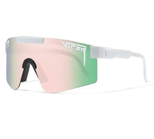 White design pit vipers with pink mint visors